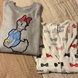 Disney Donald Duck & Minnie Bow Print Cardigan! Size medium DISNEY FANS